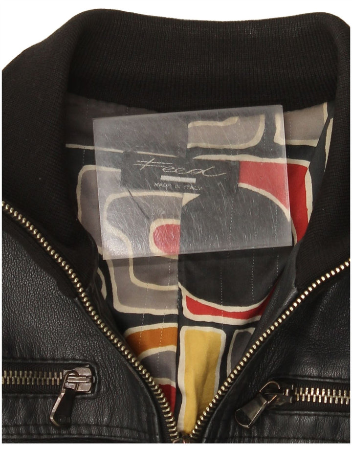 Vintage mujer cuero bomber chaqueta Reino Unido 10 pequeño negro