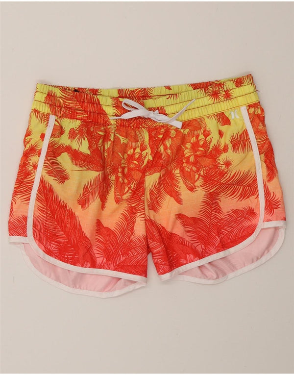 Hurley Shorts deportivos para mujer UK 10 Small Naranja Floral Poliéster
