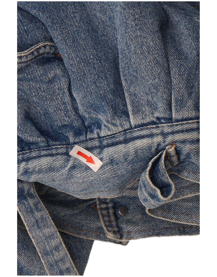 Vintage hombres Sherpa chaqueta de mezclilla azul medio