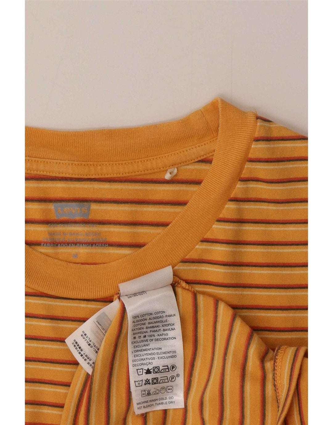 Levi's Camiseta para mujer Top UK 42 Algodón a rayas naranja mediano