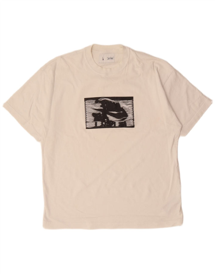 NIKE Camiseta gráfica para hombre Top grande de algodón blanco