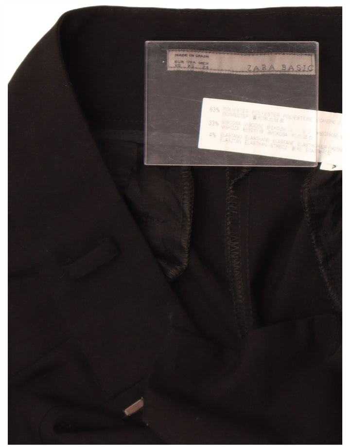 Zara Mujer Pantalón Traje Slim XS W24 L25 Negro Poliéster