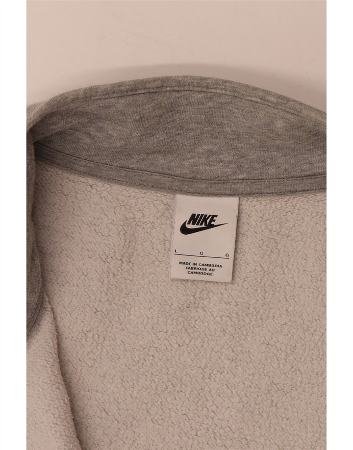 NIKE Hombre Zip Neck Sudadera Jumper Grande Gris Algodón