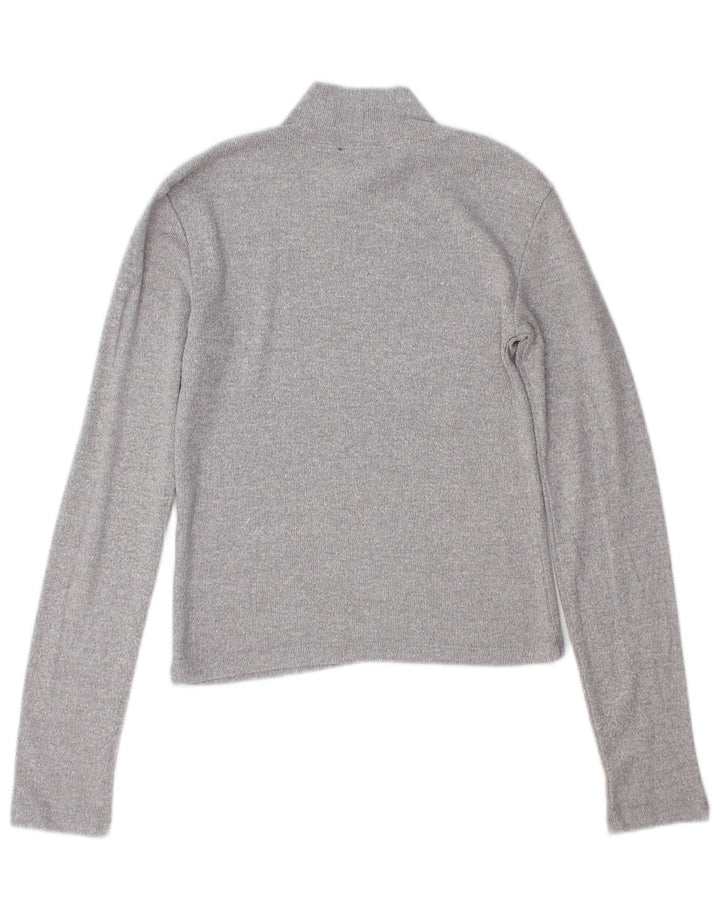 Zara Mujer Crop Turtle Neck Jumper Sweater UK 10 Small Gris