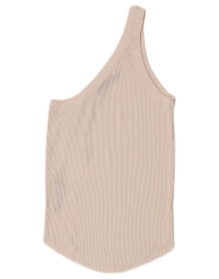 Zara Top De Un Hombro Para Mujer UK 42 Viscosa Blanca Mediana