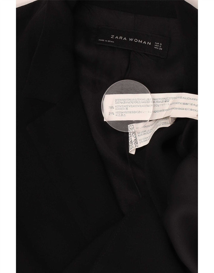 Zara Mujer Chaqueta Blazer De Doble Botonadura UK 10 Small Acetato Negro