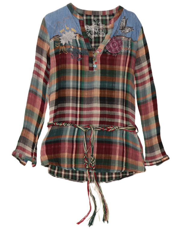 DESIGUAL Blusa gráfica para mujer Top UK 46 Large Multicolor Check