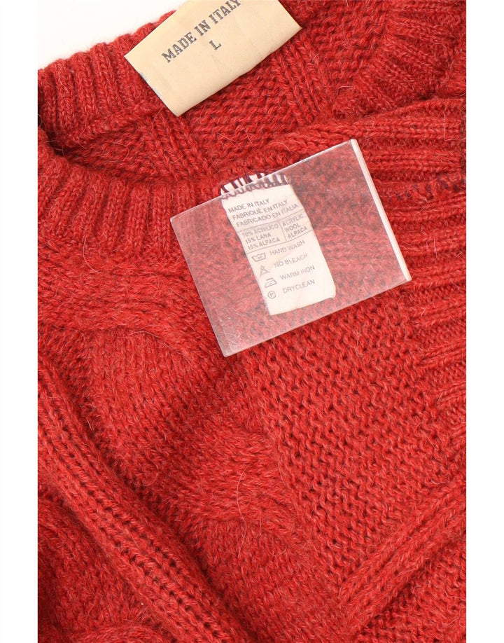Luidiana - Jersey de cuello redondo para hombre, talla grande, acrílico rojo