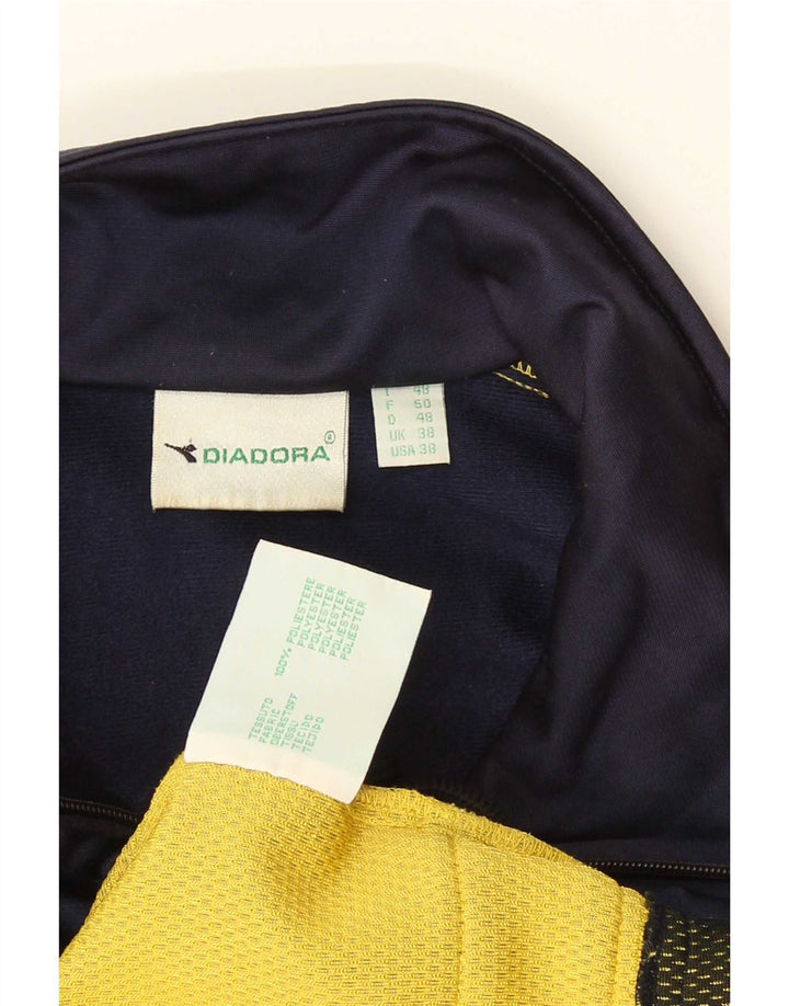 Diadora Chaqueta de chándal para hombre, talla 38, mediana, azul marino, color block