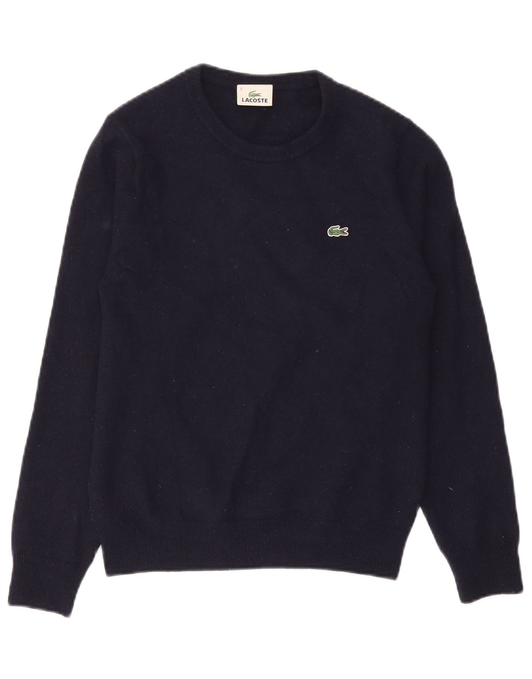 Lacoste Jersey de cuello redondo para hombre talla 3 pequeño azul marino lana nueva