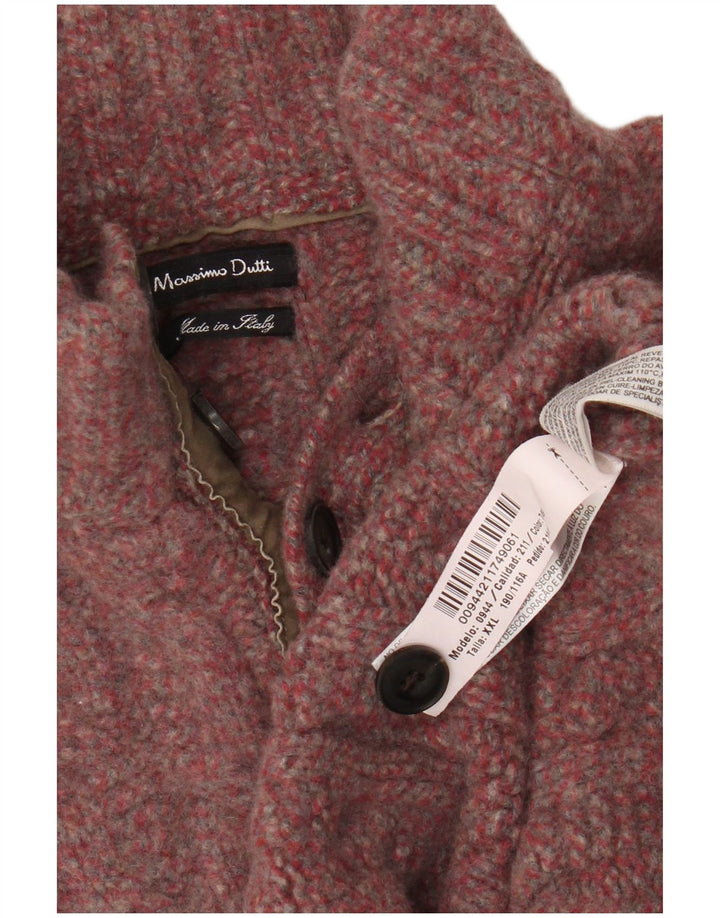 Massimo Dutti Jersey Mujer Cuello Botones UK 20 2XL Lana Rosa