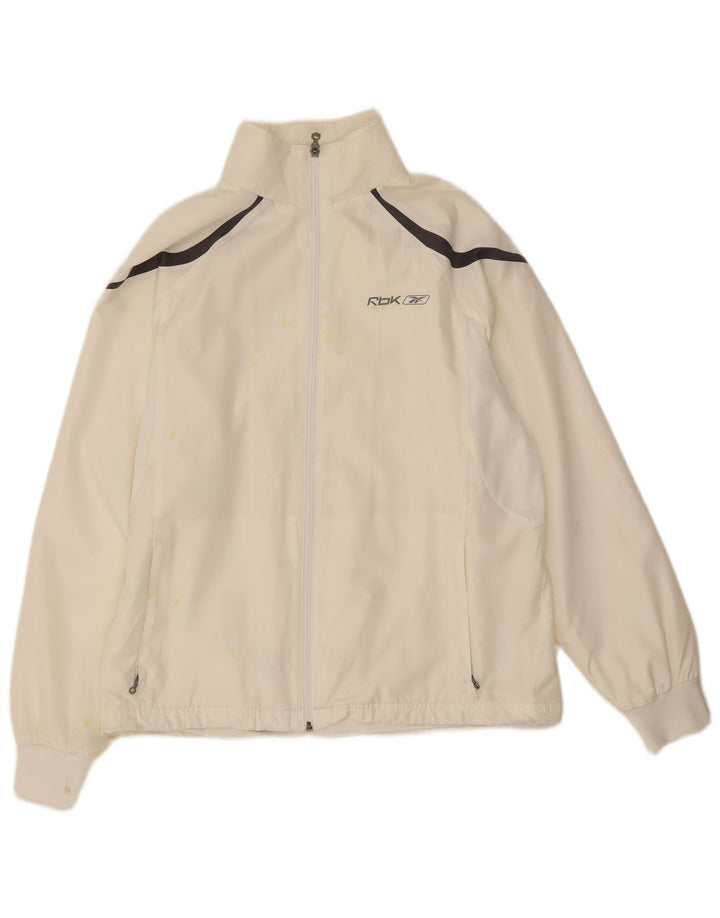 Reebok - Chaqueta de chándal para hombre, talla pequeña, color blanco, poliéster