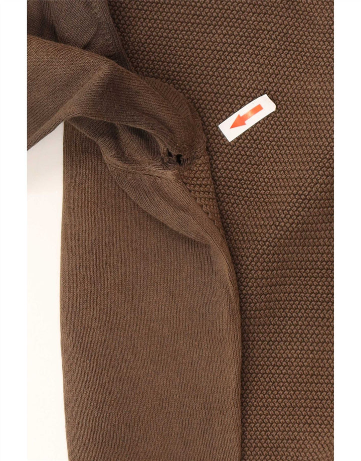 Zara Hombre Jersey Cuello Redondo Jersey Grande Algodón Marrón