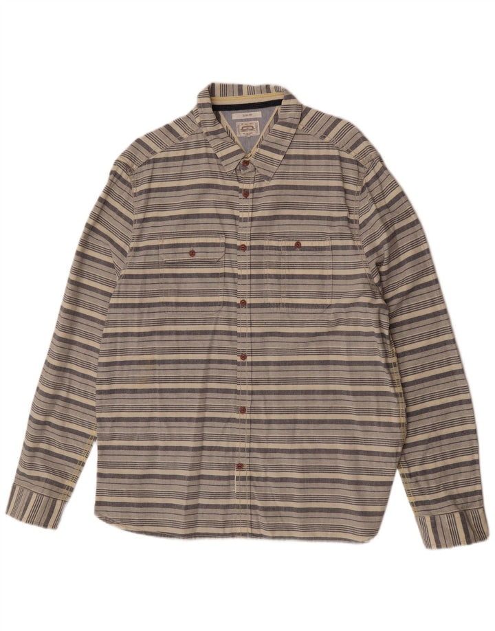 Camisa ajustada de hombre White Stuff de algodón a rayas beige 2XL