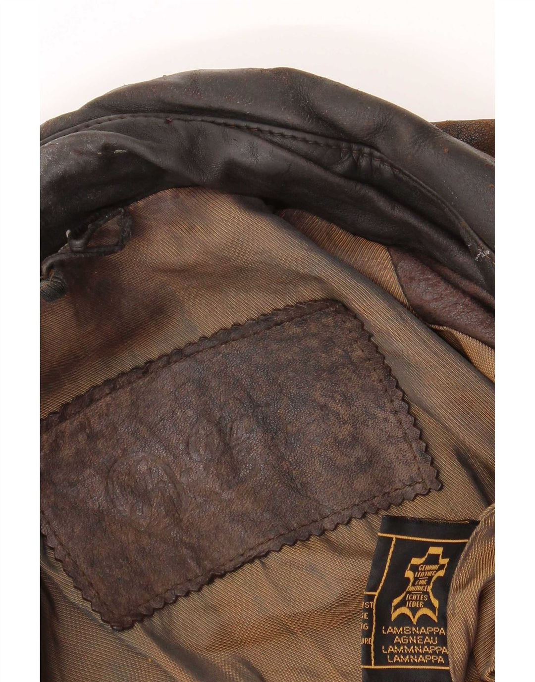 Gina Bacconi Chaqueta Bomber de Cuero para Hombre UK 36 Small Brown Patchwork Retro