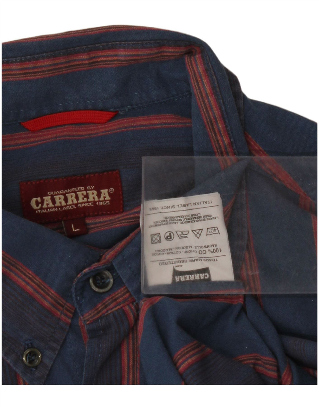 CARRERA Camisa Hombre Grande Algodón Rayas Azul Marino