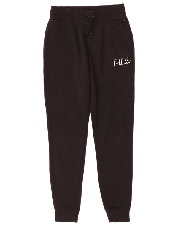 Fila Mujer Gráfico Chándal Pantalones Joggers UK 10 Small Negro