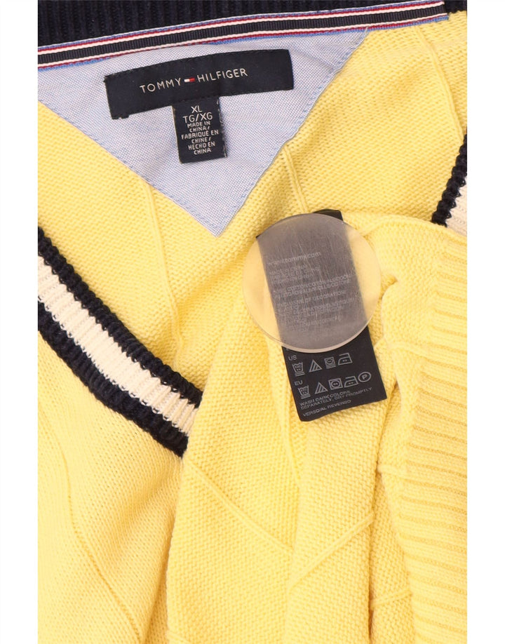 TOMMY HILFIGER Jersey con cuello en V para hombre XL Amarillo Algodón