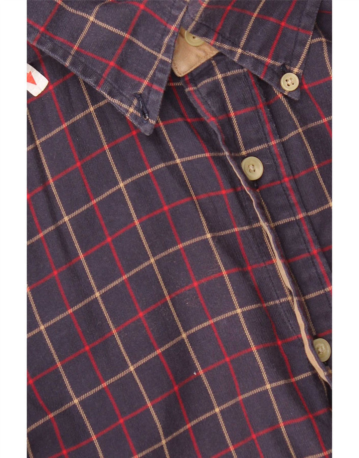 Tommy Hilfiger Camisa de franela para hombre de algodón a cuadros azul marino pequeño