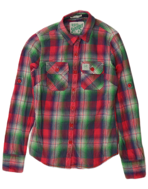 SUPERDRY Camisa de franela para mujer UK 6 XS Algodón a cuadros multicolor