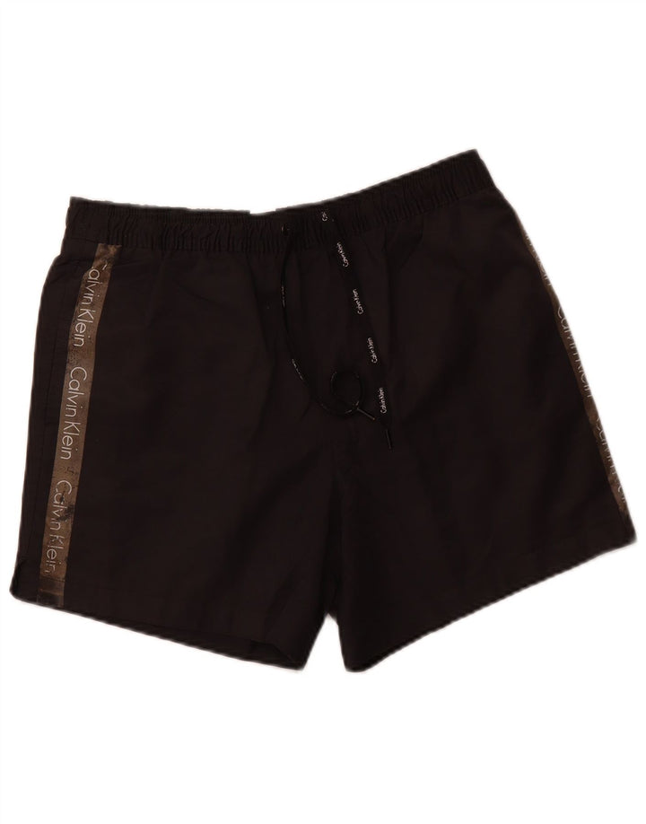 CALVIN KLEIN Bañador con estampado gráfico para hombre, talla pequeña, poliéster negro