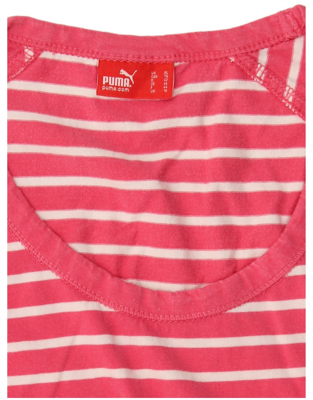 PUMA Camiseta ajustada para mujer UK 46 Large Pink Stripes