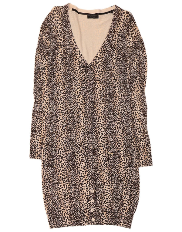 Guess Vestido tipo jersey de manga larga para mujer UK 42 Estampado animal beige medio
