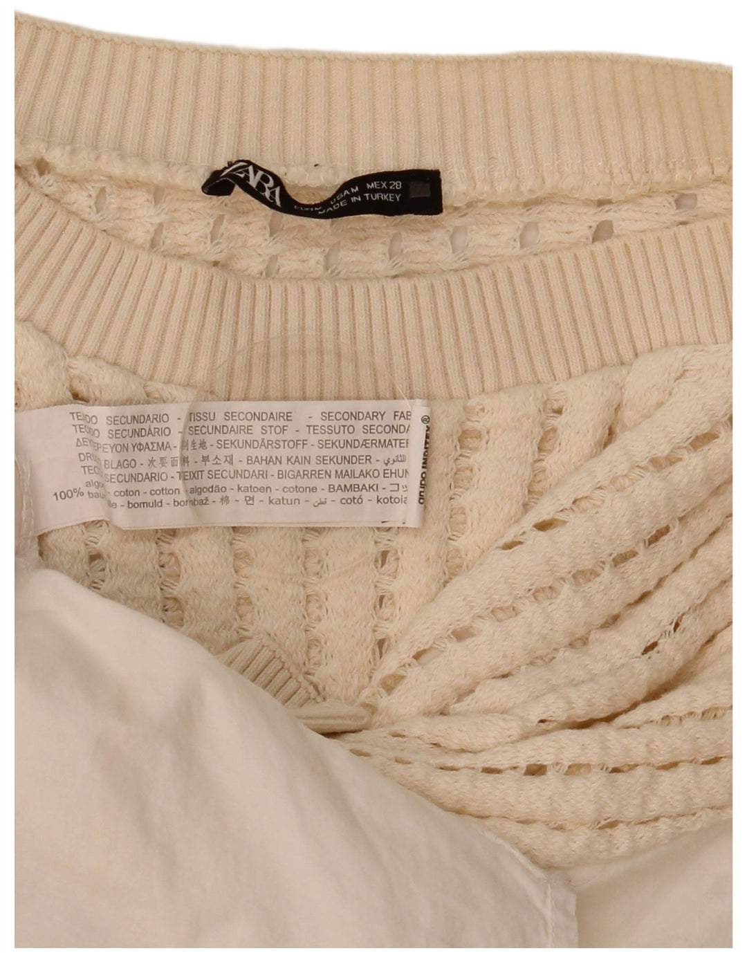 Zara Blusa De Ganchillo Para Mujer Top UK 44 Algodón Blanco Mediano