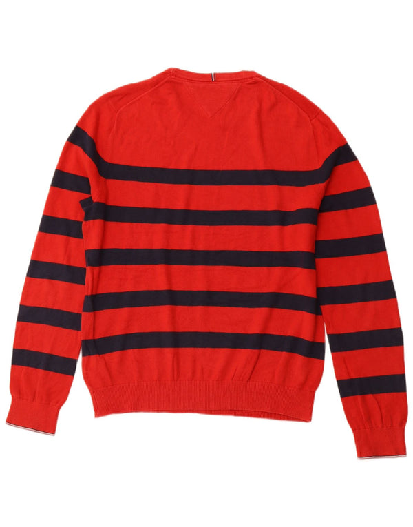 TOMMY HILFIGER Jersey de cuello redondo para hombre de algodón a rayas rojo medio