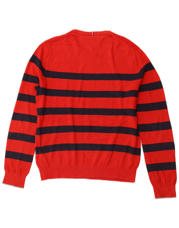 TOMMY HILFIGER Jersey de cuello redondo para hombre de algodón a rayas rojo medio
