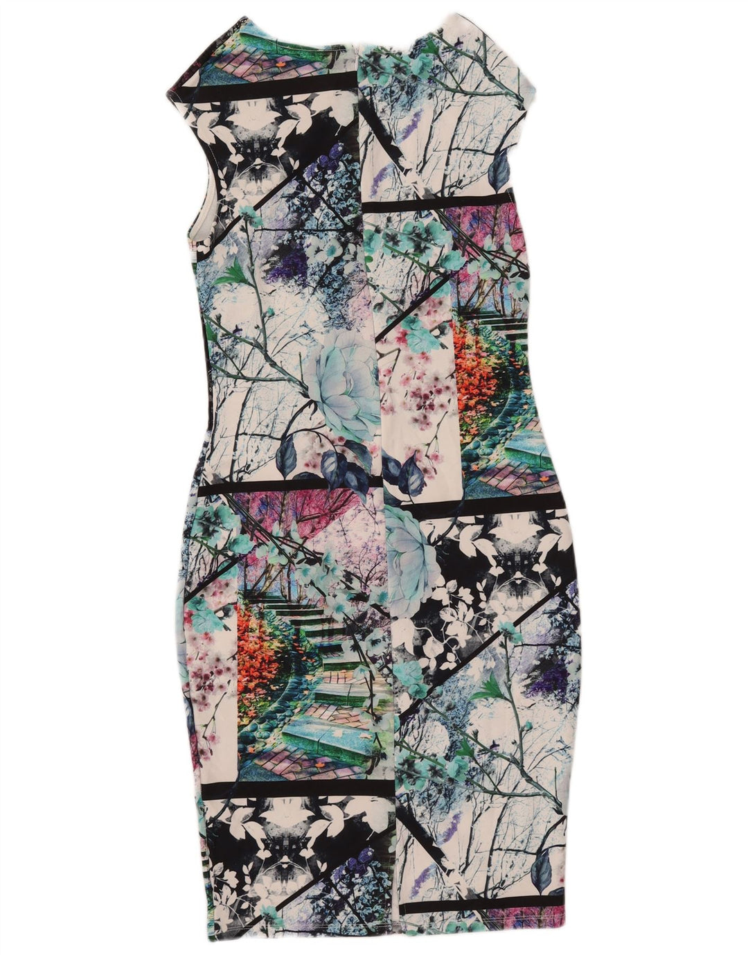 Lipsy Vestido ajustado con estampado gráfico para mujer, talla 40, poliéster multicolor pequeño