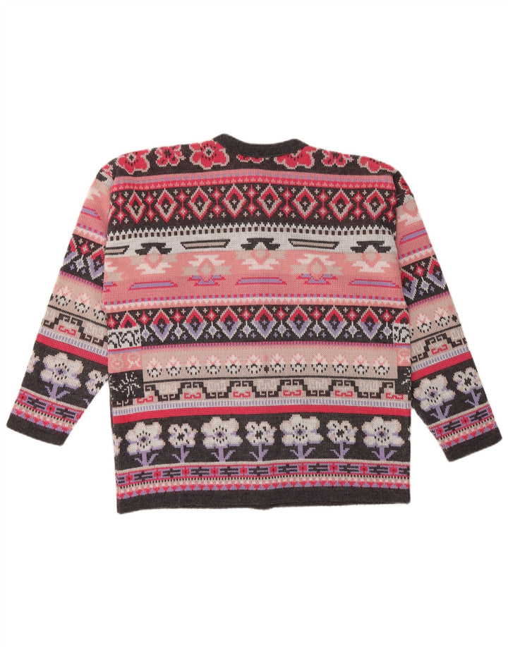 CANDA Suéter tipo cárdigan extragrande para mujer UK 14 Medium Pink Fair Isle