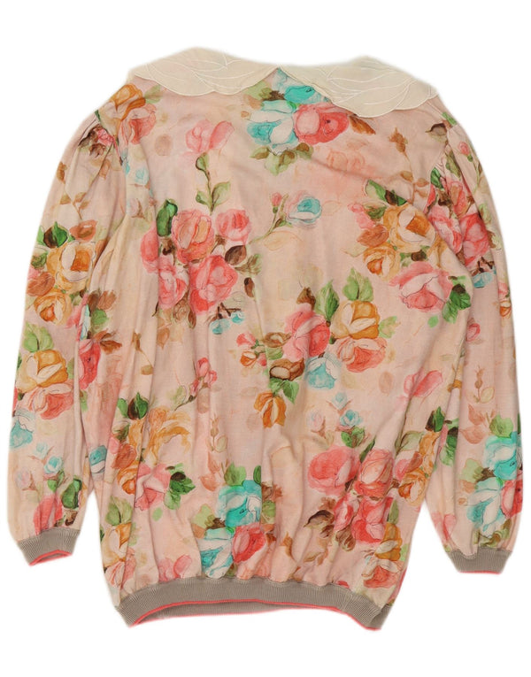 Blusa vintage de gran tamaño para mujer Top IT 48 XL Algodón floral multicolor