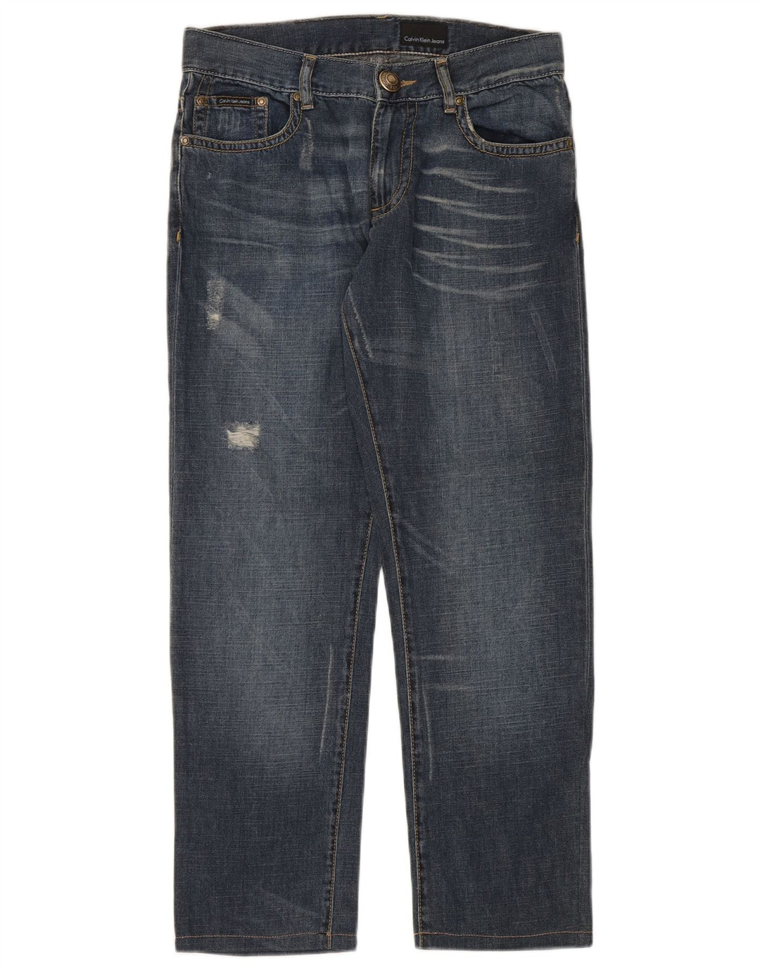 Calvin Klein Jeans rectos desgastados para hombre W31 L28 Algodón azul