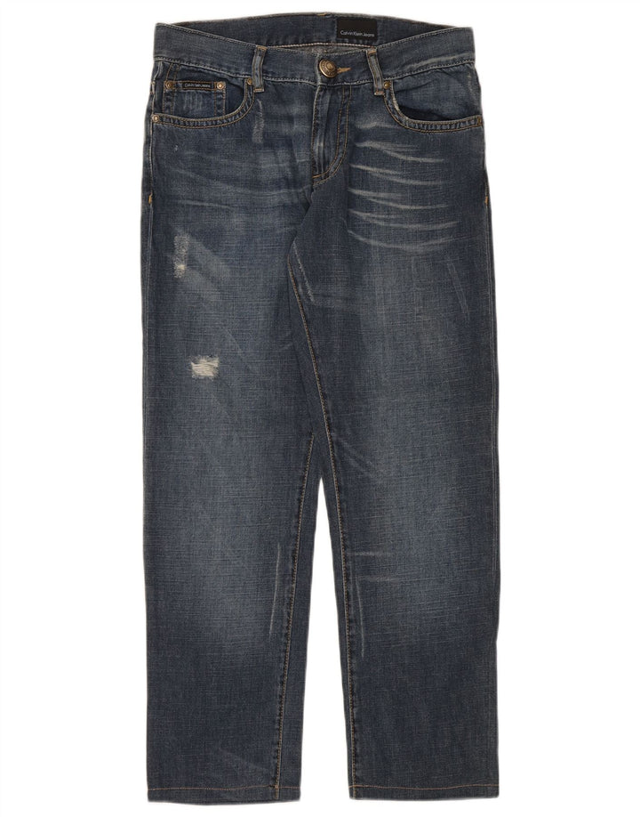 Calvin Klein Jeans rectos desgastados para hombre W31 L28 Algodón azul