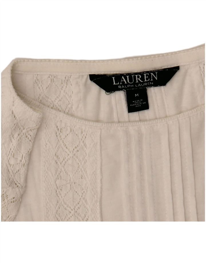 Ralph Lauren Blusa para Mujer Top UK 14 Medio Blanco
