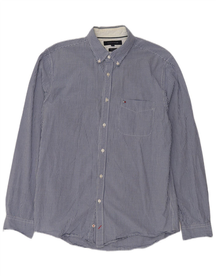 TOMMY HILFIGER Camisa de corte regular para hombre de algodón a cuadros azul grande