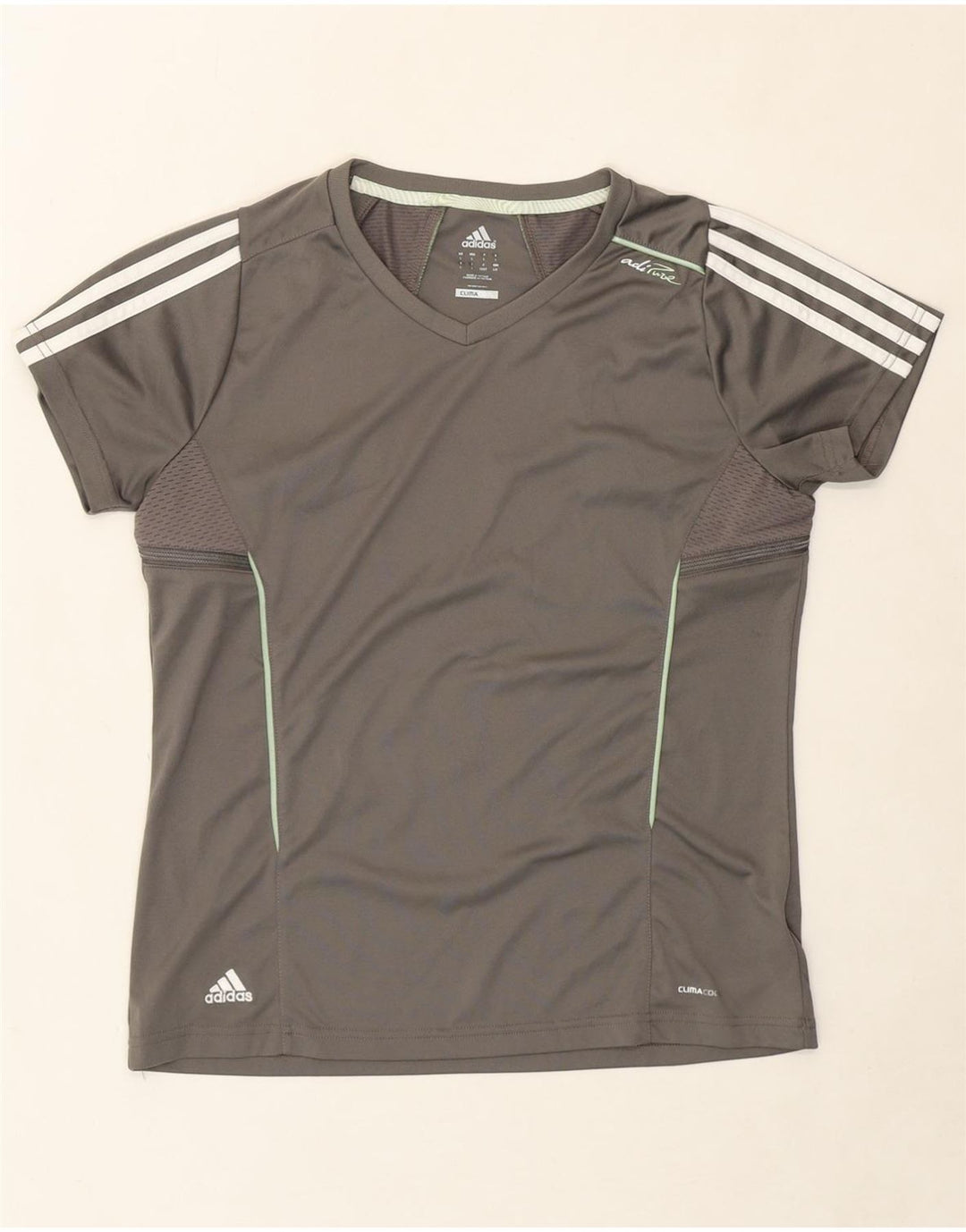 ADIDAS Womens Climacool T-Shirt Top UK 16 Large Grey Polyester Vintage Adidas and Second-Hand Adidas from Messina Hembry 