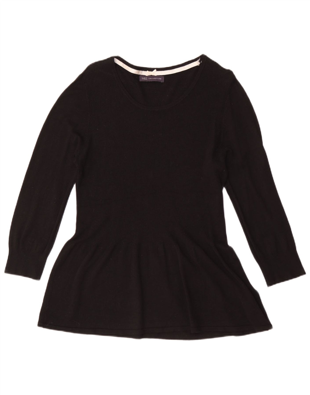Marks & Spencer Top tipo túnica de manga 3/4 para mujer UK 44 Viscosa negra mediana