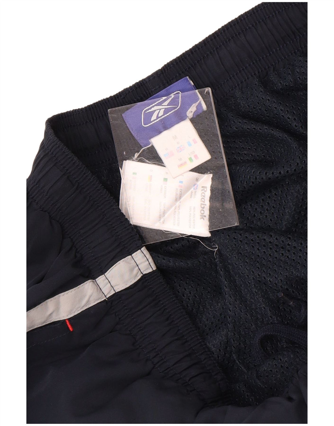 Reebok Bermudas deportivas para hombre, pantalones cortos deportivos de poliéster azul marino mediano