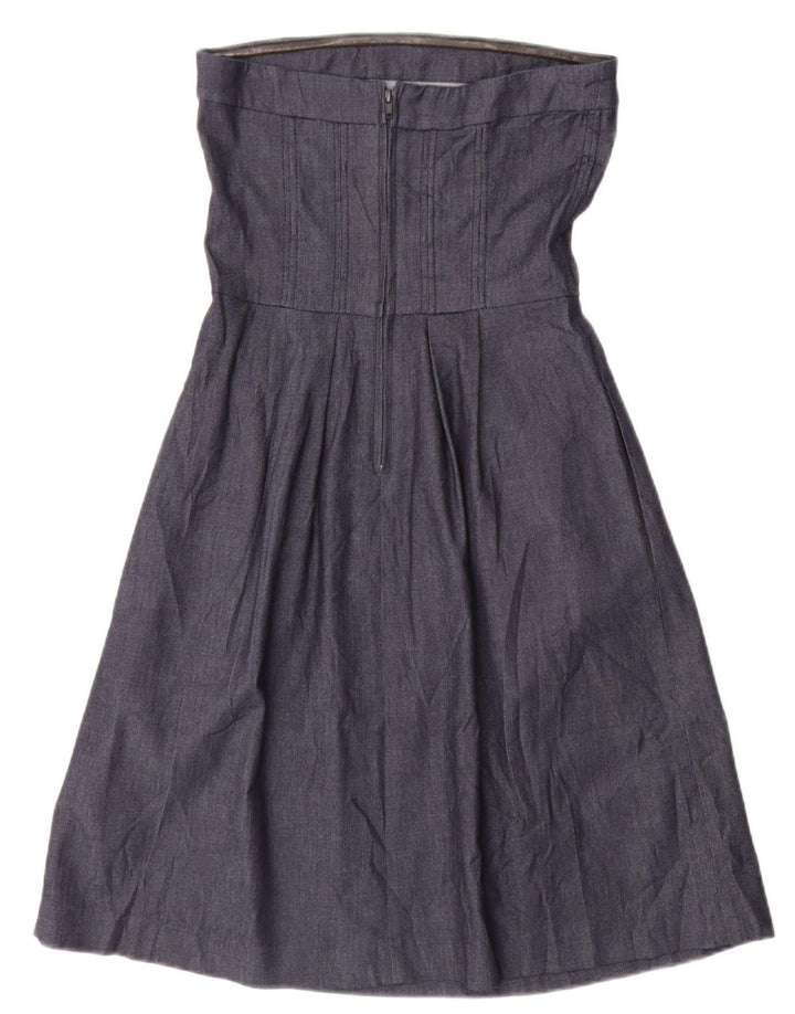 Zara Vestido Sin Tirantes Para Mujer UK 40 Mediano Azul Marino Algodón
