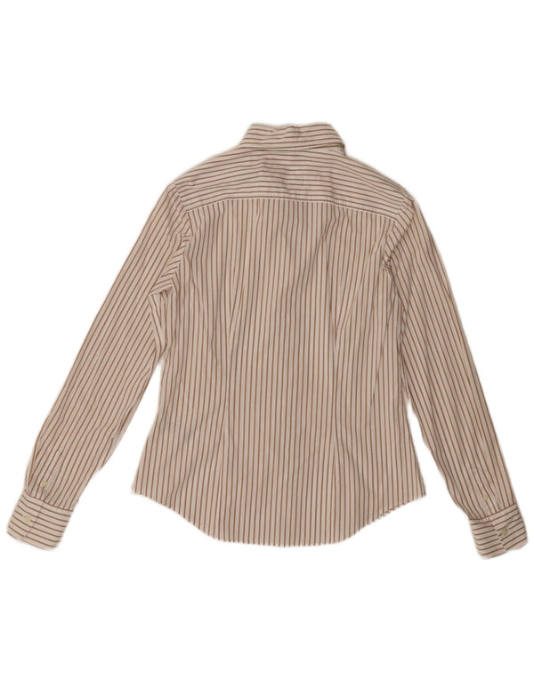 Tommy Hilfiger Camisa elástica para mujer US 8 Algodón a rayas beige mediano