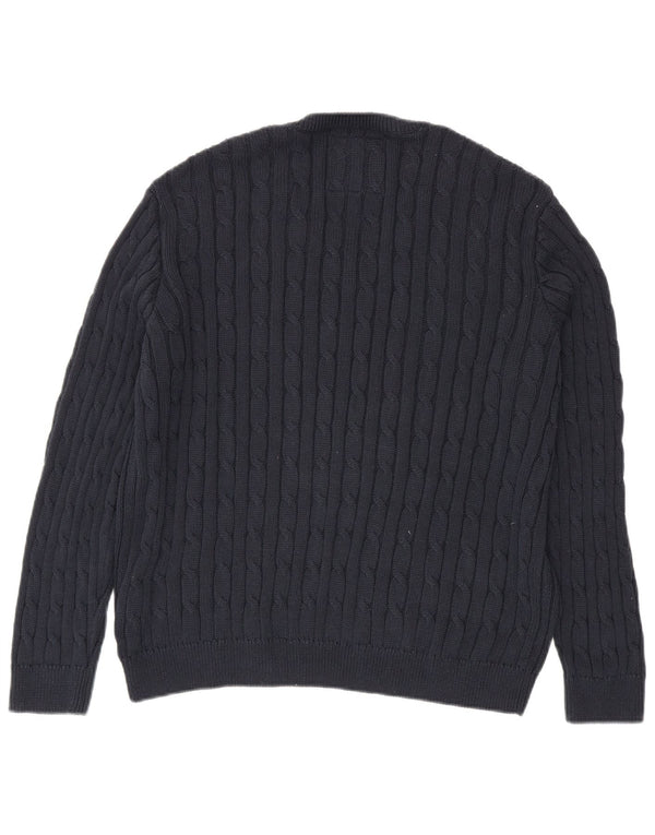 Superdry Jersey extragrande con cuello en V para mujer, talla S, azul marino