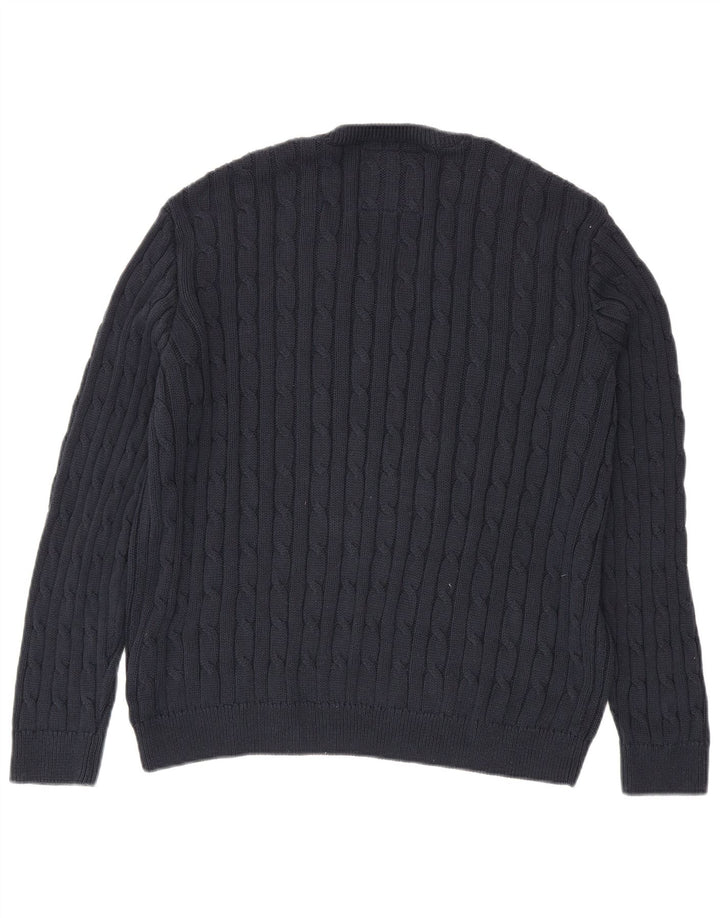 Superdry Jersey extragrande con cuello en V para mujer, talla S, azul marino