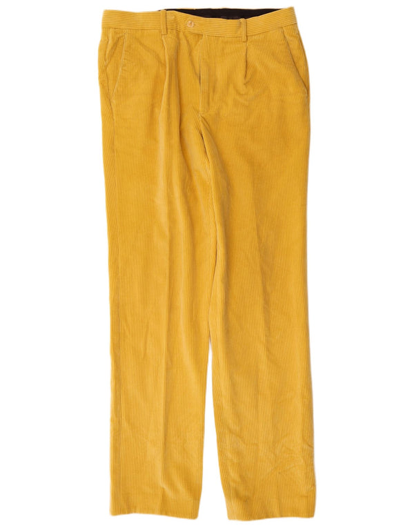 Bonato Pantalones de pana con clavijas para hombre IT 52 XL W34 L35 Algodón amarillo