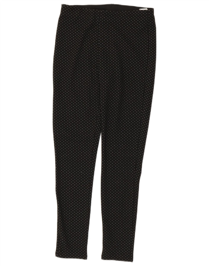Zara Mujer Pantalón Casual Slim Mediano W28 L28 Poliéster Geométrico Negro