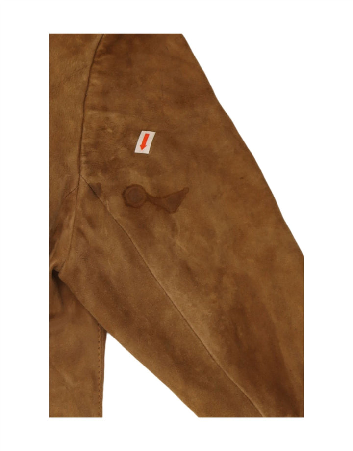 Vintage mujer 3 botones ante Blazer chaqueta Reino Unido 14 marrón medio