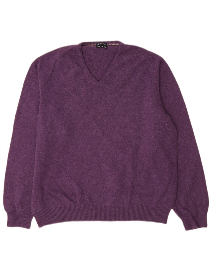 Massimo Dutti Jersey Cuello Pico Hombre XL Lana Morado