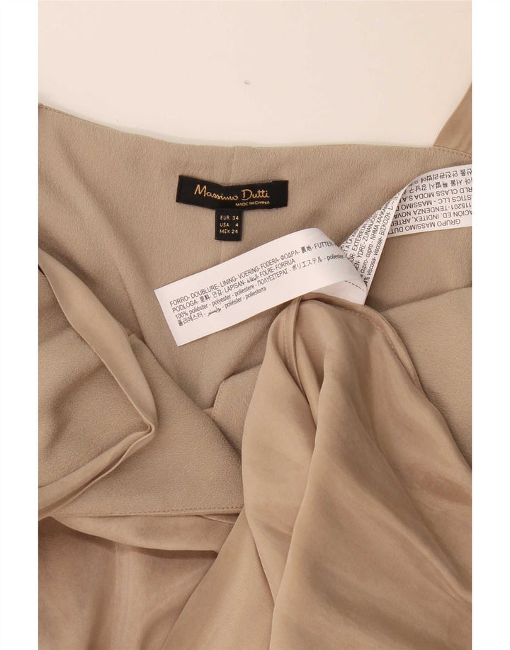 Massimo Dutti Maxi Vestido Sin Mangas Mujer EU 34 2XS Beige Poliéster