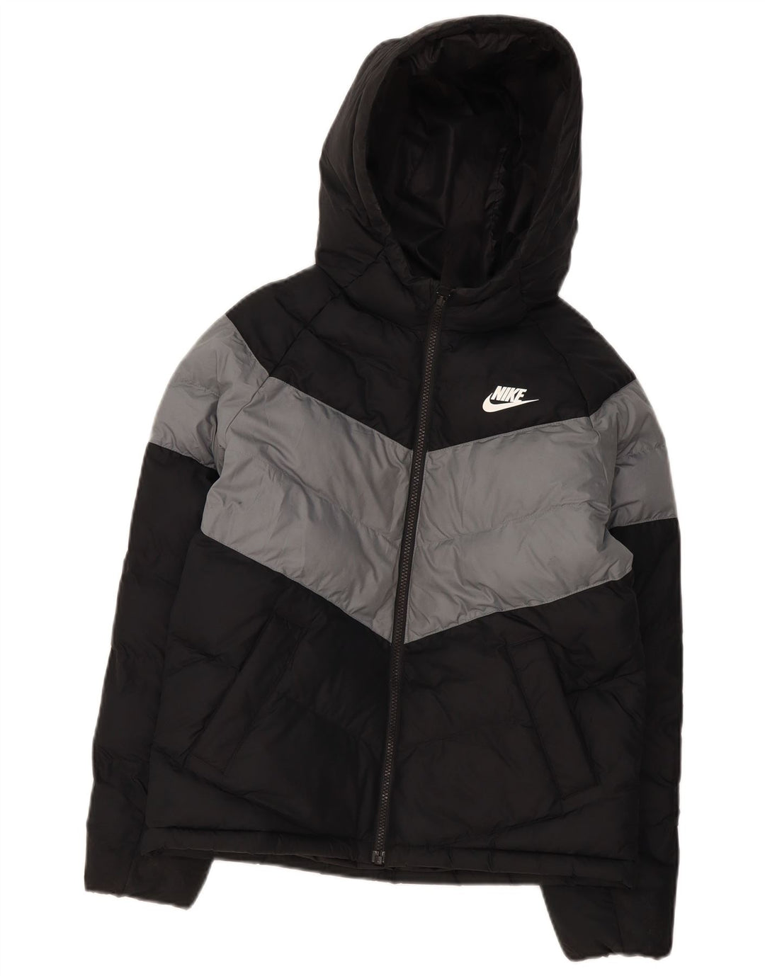 Nike Chaqueta acolchada con capucha para niños 12-13 años Negro Poliéster color block